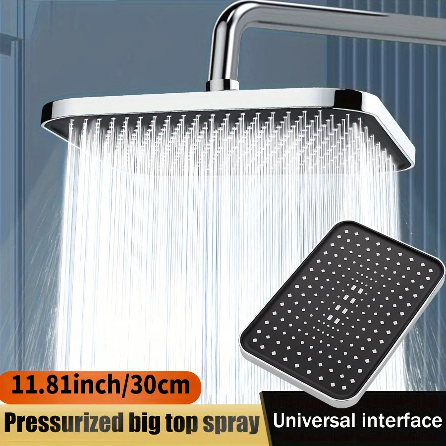 Top spray showerhead 30cm Large Size High Pressure Overhead Rain Large Flow Booster Rain Shower Head 360° Rotation Water Saving
