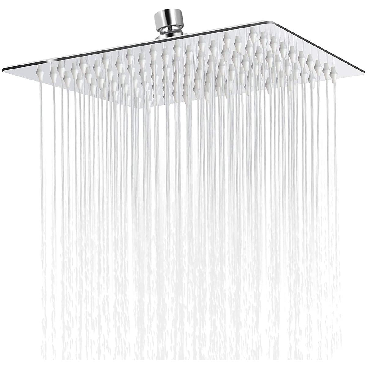 8x8 Inch Mirror Finish Stainless Steel 304 Square Ultra Slim High Pressure Rainfall Shower Head for bathroom Chrome Finish (8 INCH) (WITHOUT SHOWER ARM)