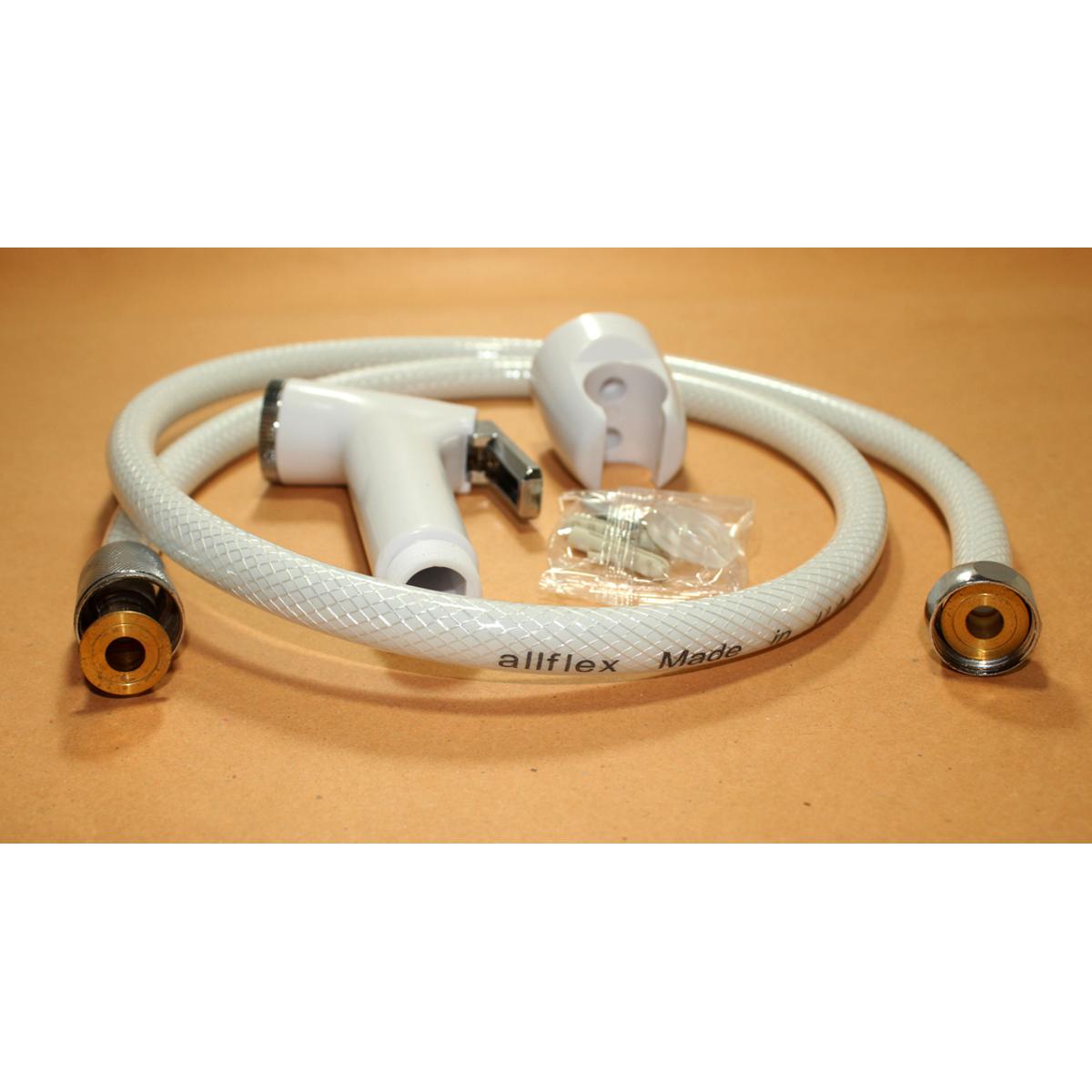 Push Shower Allflex Shataff Health Faucet Plastic Set (White, Shower Tube and Hook) Raya Allflex PVC Spray Gun