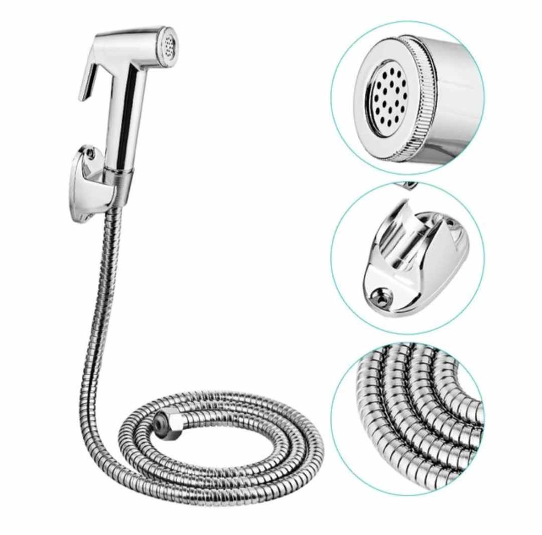 Toilet Push Shower Set - ABS Plastic Head and Stainless Steel Chain