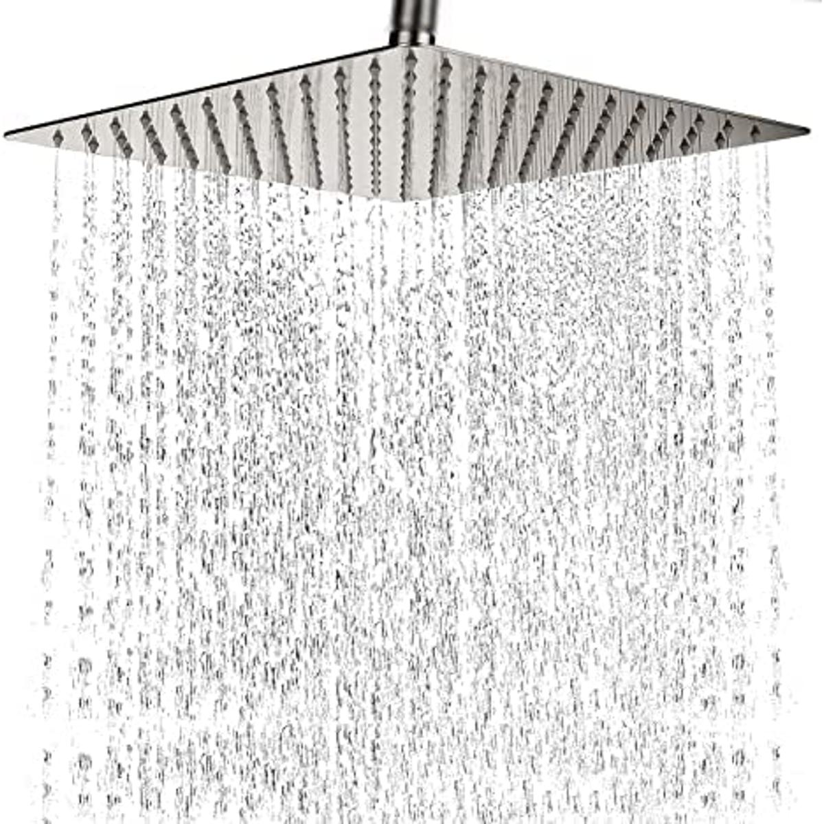 8x8 Inch Stainless Steel 304 Square Ultra Slim High Pressure Rainfall Shower Head for bathroom Chrome Finish (8 INCH) (WITHOUT SHOWER ARM)