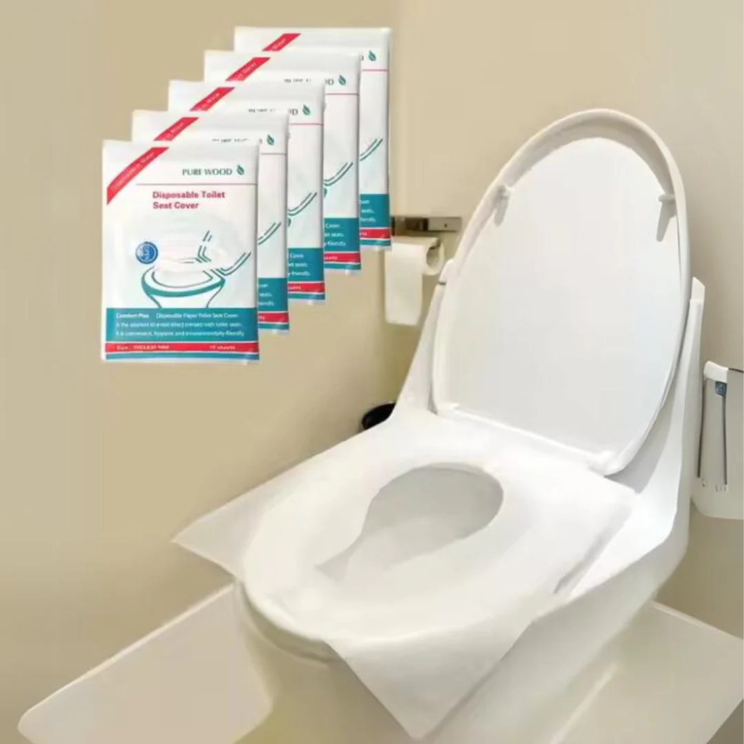 10pcs Biodegradable Disposable Toilet Seat Covers – Eco-Friendly Soluble Paper Travel Toilet Cover for Hotel, Airport, Airplane & Public Toilets
